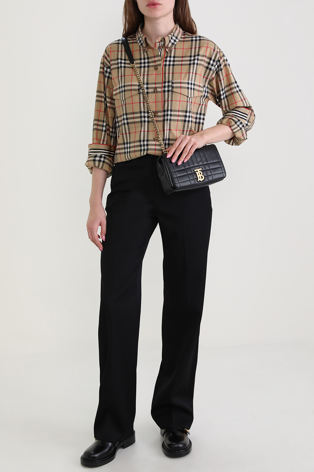 חולצת משבצות מכופתרת מכותנה